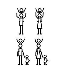 Wall Mural - family members set lines figures vector illustration design