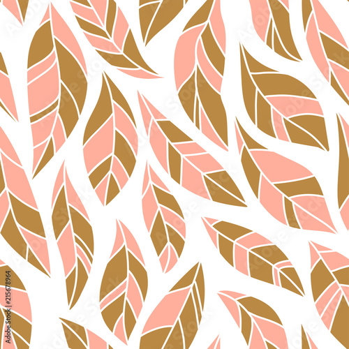 abstract leaves in pink and gold colors