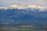 Fototapeta Natura - Snowed peak of Canigou mountains from Verdera Castle, Spain
