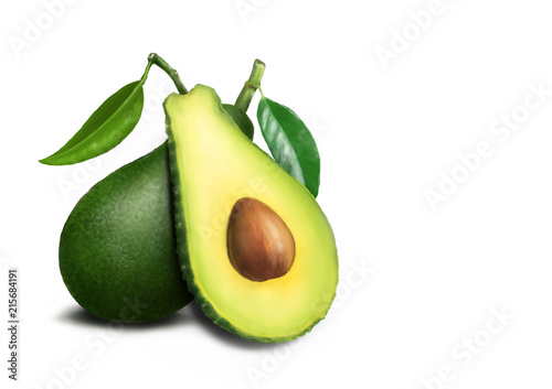 Realistic Painting Avocado Fruit On White Background Whole And Cut In Half Avocado With Pit Stock Illustration Adobe Stock Realistic Painting Avocado Fruit On White Background Whole And Cut In Half Avocado With Pit Stock Illustration Adobe Stock
