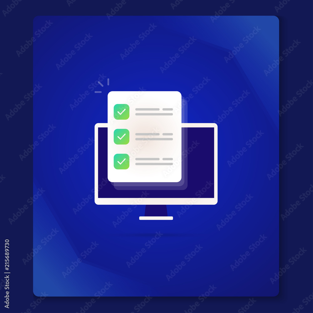 Computer laptop checklist on screen Stock Vector | Adobe Stock