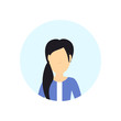 © mast3r - brunette woman avatar isolated faceless female cartoon character portrait flat vector illustration