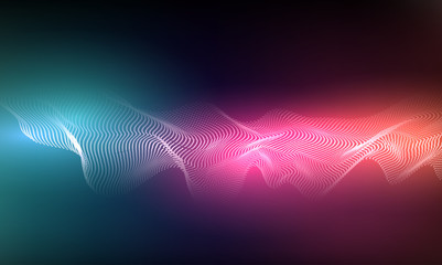 Aufkleber - Abstract background with dots lines. Vector particles. Halftone wavy line For business, science, technology design
