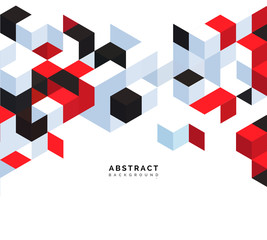 Poster - Abstract background with color cubes and grid