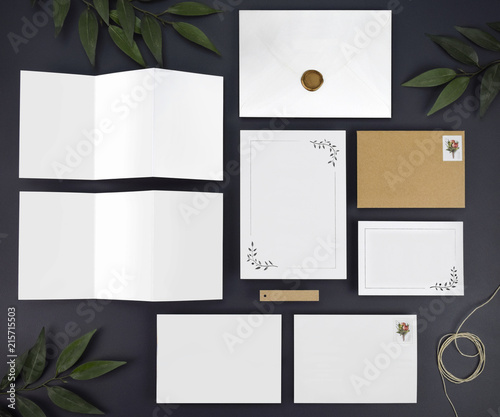 Blank Destination Travel Wedding Invitation Flat Lay Blank Destination Travel Wedding Invitation Flat Lay