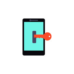 Aufkleber - key for phone icon. Element of cyber security icon for mobile concept and web apps. Colored key for phone icon can be used for web and mobile