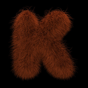3D Rendering Creative Illustration Ginger Orangutan Furry Letter K