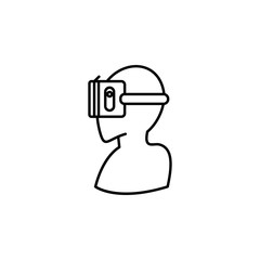 Poster - a man in virtual reality glasses icon. Element of virtual reality for mobile concept and web apps illustration. Thin line icon for website design and development, app development