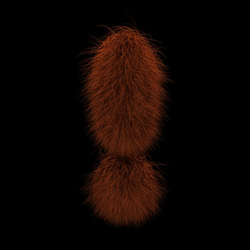 3D Rendering Creative Illustration Ginger Orangutan Furry Symbol Exclamation Mark