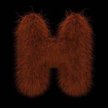 3D Rendering Creative Illustration Ginger Orangutan Furry Letter H