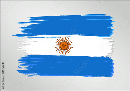 Fotografie, Tablou vector template Illustration Argentina flag South American country blue white brush paint watercolor hand drawn stroke and texture