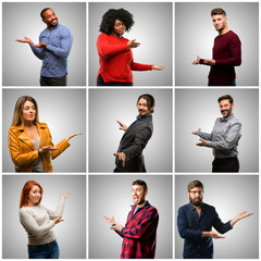 Poster - Group of mixed people, women and men confident and happy with a big natural smile inviting to enter