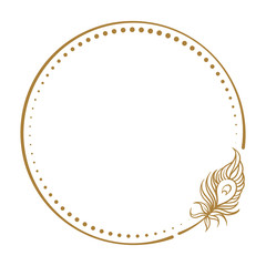 Wall Mural - Vector round dotted frame frame with peacock feather decoration