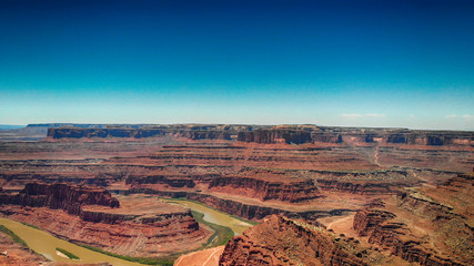 Canvas Print - Dead Horse Point aerial view, Utah. Colorado river across mountains