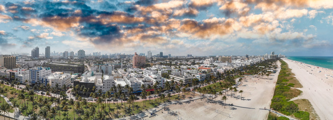 Wall Mural - Panoramic aerial view of Miami Beach coastline and skyline, Florida