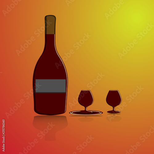 Download Bottle Of Rum And Two Glass Of Brown Color Illustration On Yellow Orange Gradient Background Buy This Stock Illustration And Explore Similar Illustrations At Adobe Stock Adobe Stock PSD Mockup Templates