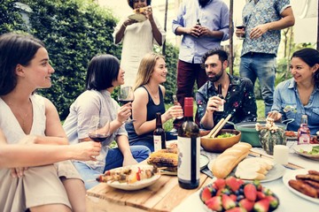 Wall Mural - Summer party of friends in the garden