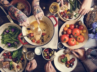 Wall Mural - Roasted chicken dinner food photography recipe idea