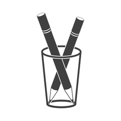 Wall Mural - icon of pencils in a glass. vector illustration on white background.