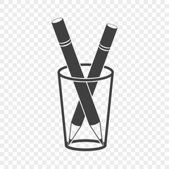 Wall Mural - icon of pencils in a glass. vector illustration on a transparent background.