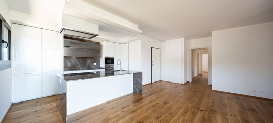 Interior of modern luxury apartment, empty attic