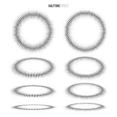 Poster - Circle halftone objects. Abstract design elements.