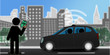 adi77 AutonomousDrivingIllustration - On-demand carpooling / ridesharing / carsharing / shuttle - xxl 2to1 g6382