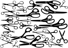 Set Of Scissors Silhouettes - Black Illustrations As Design Elements For Your Projects, Vector