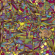 © Korinsky - Abstract, psychedelic pattern, mosaic, geometric, hand-drawn