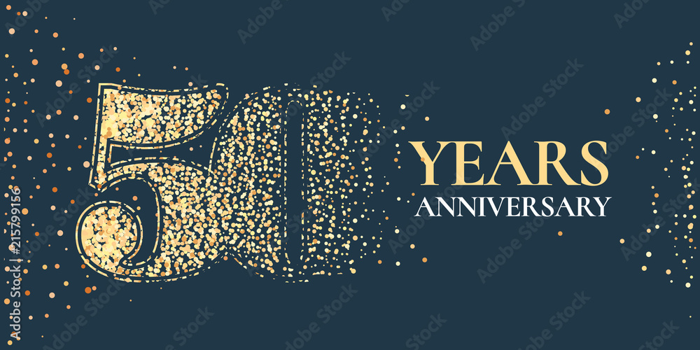 50 years anniversary celebration vector icon, logo - obrazy, fototapety, plakaty 