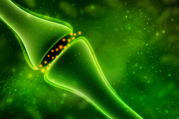 Wall Mural - synapse and neuron cells sending electrical chemical signals. 3d rendering