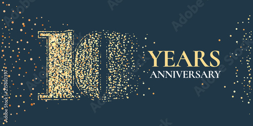Cuadros en Lienzo 10 years anniversary celebration vector icon, logo