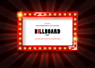 Wall Mural - red frame with light bulbs