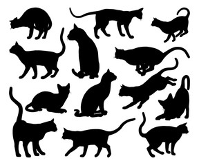 Wall Mural - Cat Silhouette Pet Animals Set