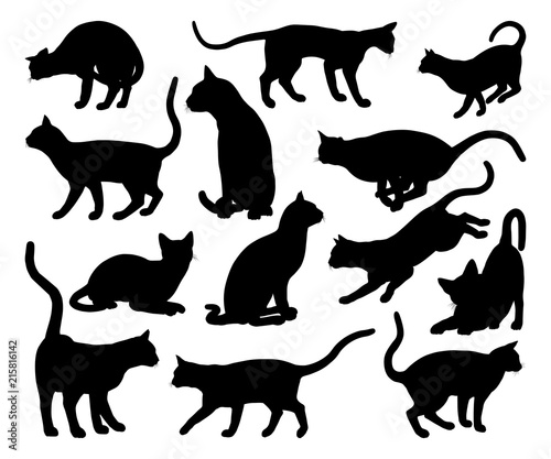 Cat Silhouette Pet Animals Set