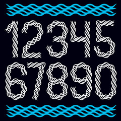 Poster - Trendy numbers collection, vector numeration created using abstract rhythmic wave lines, can be used as logo design elements