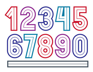 Poster - Set of vector bold numbers made with white lines, best for use in corporate logotype design.