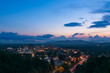 Twilight scene overlooking Asheville, a destination vacation mountain town in western North Carolina