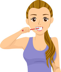 Poster - Teen Girl Brush Teeth Illustration