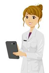 Poster - Teen Girl Tablet Science Illustration