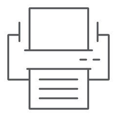 Fototapete - Printer thin line icon, office and work, fax sign, vector graphics, a linear pattern on a white background, eps 10.