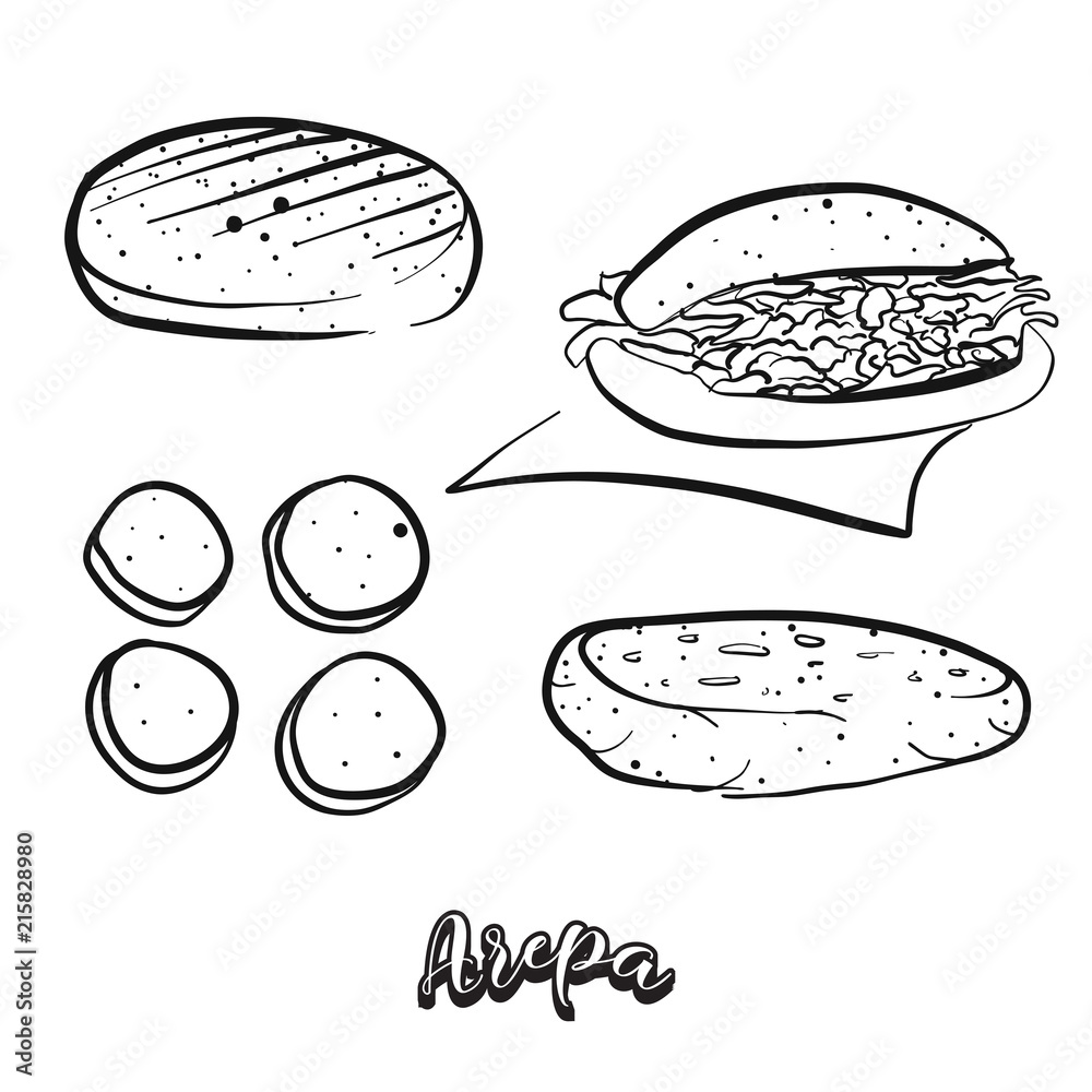 Hand drawn sketch of Arepa food Stock Vector | Adobe Stock