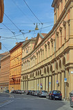 Fototapeta Miasto - Bologna, Italy, downtown medieval buildings in Farini street.