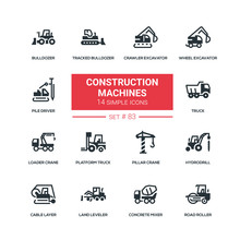 Construction Machines - Flat Design Style Icons Set