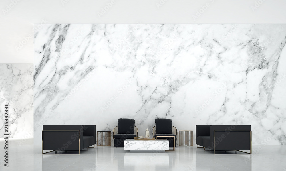 Modern luxury living room interior design and white marble texture wall ...