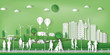 © ImagineDesign - landscape of peoples exercise and relax in the morning city on summer, fresh air in the park as nature, healthy, paper art and craft style concept. vector illustration
