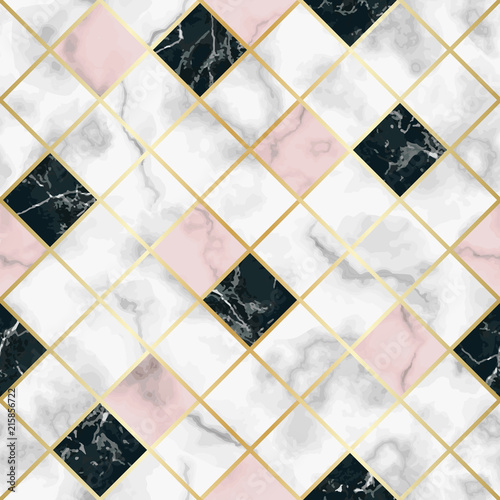 Fototapeta na wymiar Marble Luxury Geometric Seamless Pattern