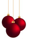 © kolibrico - Three red vector hanging Christmas balls.