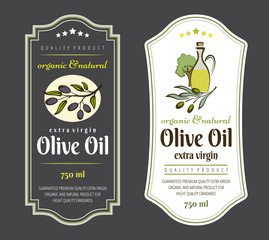 Set of Labels for Olive Oils. Elegant design for olive oil packaging