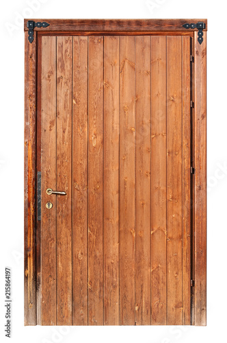 Dekoracja na wymiar  drewniane-drzwi-wykonane-z-pionowych-desek-na-bialym-tle